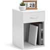 Linsar - Tavolino Bianco Con Cassetto e Manico in Design Senza Tempo - Tavolo Laterale in Effetto Legno - Ideale Come Comodino