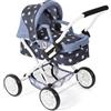 Bayer Chic 2000 - Passeggino per bambole Smarty, piccolo passeggino per bambini dai 2 anni in su, passeggino giocattolo, stelline, blu navy
