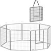 PawHut Recinto per Cani a 8 Pannelli Modulabili Pieghevole con Porta in Acciaio, Altezza 80 cm, Argento