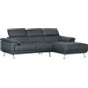HOMCOM Divano Angolare 3 Posti in Tessuto con Poggiatesta Regolabili, 249.5x162.5x95cm, Grigio Scuro|Aosom