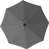 Outsunny Telo di Ricambio per Ombrellone da 3 m a 8 Stecche, Poliestere Anti UV 50+, Grigio