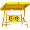 AIYAPLAY Dondolo per Bambini da Esterno a 2 Posti con Tettuccio Regolabile e Cinture di Sicurezza, 112x75x120 cm, Giallo