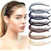 Qianyu 6 cerchietti antiscivolo da donna, ondulati opachi, in plastica, accessori alla moda, a forma d'onda, con denti