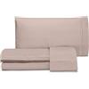 hermet Laura Biagiotti, Set Lenzuola Matrimoniali Tinta Unita Con Ricamo, 100% Percalle di Cotone, Lenzuolo Sopra, Lenzuolo Con Angoli, Coppia Federe, Rosa Antico