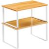 Wintem Set 2 Mensole Salvaspazio in Bambù e Metallo - Montaggio Pratico e Semplice Grazie al Kit Incluso - Dimensioni Compatte 19,5x29,5x15,8cm e 18,5x29,7x13,7cm - Resistente e Versatile