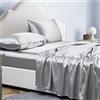 Jemiipee Completo Lenzuola Raso Matrimoniale Tinta Unita 180x200x36 cm - Lenzuola Sotto con Angoli Matrimoniali, Lenzuolo Sopra, 2 Federe - Biancheria da Letto Satin 4 Pezzi - Grigio Chiaro