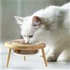 Navaris Ciotola per Cani e Gatti Rialzata - Ciotola in Vetro con Supporto in Legno Regolabile - Accessori Gatto e Cane per Acqua e Cibo - Adatta a Microonde e Lavastoviglie