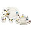 Alpina 8711252160320 Servizio da tavola da 16 Pezzi per 4 Persone - Set di stoviglie in Ceramica Bianca Portata, Fondi Dessert Piatti Rotondi dal Design Elegante con Fiori, Porcellana