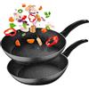 Avilia Set di Padelle Antiaderenti da 22 e 26 cm con Fondo ad Induzione - Cucina Salutare su Tutti i Piani di Cottura, in Alluminio Riciclato, Manico in Bachelite, Performance e Sicurezza
