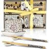 Finsink Set di stoviglie per sushi per 2 persone, 6 ciotole in ceramica, motivo: fiori di prugna, set di servizi, perfetto come regalo per coppie o compleanno