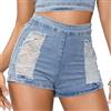 AIEOE Pantaloncini Stretch Strappati Donna Estate Corti Jeans Sexy Distressed Mini Shorts Beach Party Night Club Disco Taglia XS Blu D