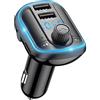 Aigital Trasmettitore FM Bluetooth per Auto, Ricarica Rapida QC 3.0 Adattatore Audio Radio Kit Vivavoce Lettore Musicale, Chiamata Vivavoce, Porte USB Doppie (5V/2.4A & 1A)