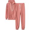 Generic Tuta da donna in 2 pezzi, a maniche lunghe, con cerniera intera, felpa con cappuccio e pantaloni da jogging, Rosso anguria, XL
