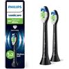 PHILIPS Sonicare W2 Optimal White, testine di ricambio originali, nero, confezione da 2, HX6062/88, Nuovo, 2 Testine