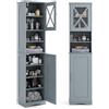 COSTWAY Mobile Bagno 40 x 30 x 170,5cm, Armadietto a Colonna Stretto e Alto con 5 Ripiani Regolabili e 2 Porte, Armadio da Terra in Legno per Soggiorno, Camera da Letto, Salotto e Cucina (Grigio)