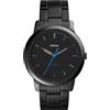 Fossil Orologio Minimalista da Uomo, movimento al quarzo a tre lancette con cinturino in acciaio inossidabile o in pelle, 44 mm, Nero