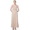 Adrianna Papell Vestito Lungo con Paillettes, Argento/Nudo, 42 Donna