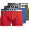 JACK & JONES Jacjimmy Solid Trunks 3 Pack Boxer a Pantaloncino, Aurora Red/Pack: Cypress - True Blue, S Uomo