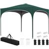 Outsunny Gazebo da Giardino ad Altezza Regolabile con Fori di Drenaggio e Borsa da Trasporto, in Metallo, Verde|Aosom