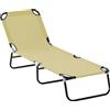 Outsunny Lettino da Giardino con Schienale Regolabile in 5 Posizioni, in Acciaio e Tessuto Oxford, 188x56x28 cm, Beige|Aosom