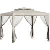 Outsunny Gazebo da Giardino 3x3m con Zanzariera, Doppio Tetto e Telaio in Metallo, Beige