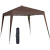 Outsunny Gazebo Pieghevole da Giardino 2.4x2.4m con Struttura in Acciaio e Corde Antivento, Caffè|Aosom