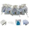 Doni Bomboniere Set Battesimo Bimbo 12 Sacchetti Juta Bianco Portaconfetti con Tag con Orsacchiatto Celeste Personalizzabile Bustine Confetti Celeste al Cioccolato Kit Fai da Te Compleanno Nascita