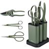 Fiskars Set di Potatura, 3 Pezzi, Cura delle Piante, Cesoie per Piante con Supporto, Forbici per Piante e Fiori, Acciaio Inox/Plastica, Verde Scuro/Nero, 1075317