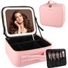 DaizySight Beauty Case da Viaggio Donna, Porta Trucchi Borsa Organizer con Specchio Cosmetico a 3 Colori LED, Beauty Case Donna Professionale Organizer Grande Capacità Pochette Trucchi, Rosa