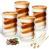 KEHTUNAHT Tazzine Caffe Vetro Doppia Parete Set da 4 400ml Bicchieri Cappuccino Doppio Vetro con 4 Cucchiaino Tazza Borosilicato per Latte Macchiato Latte Tè