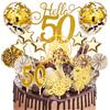 AIYONG Decorazione per Torta di Compleanno 50 anni Uomo Donna, Oro Topper per Torta Happy 50th Birthday, Decorazione Torta Palloncini Coriandoli Oro per Decorazione Festa 50 Compleanno Adulti