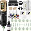 Solong Tattoo Machine Kit Professional Set, 1800mAh Wireless Pen LCD Screen, 40 Needles, 8 Inks, Ideal for Beginners and Artists Model SLE96EN01SEU-9