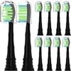 Othanary 10 testine di ricambio per spazzolino elettrico Philips Sonicare Sonicare, per spazzolino elettrico Philips Sonicare, con copertura antipolvere (nero, M)