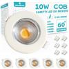 Wondlumi 6x 10W Faretti LED da Incasso per Cartongesso,850LM Foro 65-85mm Luce Calda 3000K per Cucina,Interno,Faretti Led Soffitto COB 220V Equivalenti a 100W