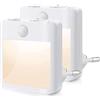 YverLand Luce Notturna con Sensore di Movimento (2 Pezzi) Luce Notturna per Bambini Regolabile (120/60/30), Lampada da Notte 2700K Bianco Caldo per Armadio, Corridoio, Scala, Camera (Con Presa 2 Unità)