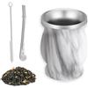 Huamirra Set da tè Maté, Tazza Mate, Tazza Mate in Acciaio Inox a Doppia Parete Isolata, Set daTè Mate da 260 ml, con Cucchiaio a Cannuccia e Spazzola per la Pulizia per Tè Mate, Caffè (Argento Ramato)