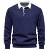 Rayson Polo a Maniche Lunghe da Uomo Maglia con Risvolto Casual Camicie da Golf e da Tennis Maglietta Felpa Classica Calda Top Invernali Maglioni(Blu Navy,M)