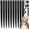 SoundZero 12 Pezzi Nero Extension, Estensione dei Capelli nero 22 Pollici a Clip, Capelli nero Lisci Trame Hair Extensions, Ciocche di Capelli Nere da Agganciare Ciocche Lunghe e Lisce (Nero)