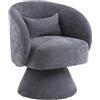 ZX-1725 Poltrona Moderna Imbottita Girevole in Tessuto con Cuscino, Poltroncina da Salotto Design Moderno, Carico 136kg, 67x61x78cm, Grigio | Aosom Italy
