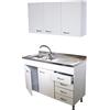 GI.MAR Mobile cucina bianco 120 cm con lavello e pensili