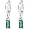 Mocicafier Orecchini creoli in oro da donna con pendente verde, orecchini a cerchio in oro 14 carati, unisex, 2 pezzi, Argento
