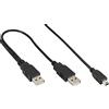 InLine 20297 Cavo Mini USB 2.0, Sdoppiatore Y, 2X Type-A Maschio a Type Mini-B Maschio, 5Pol, 1.5 m, Nero