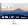 JAPANNEXT Monitor Bianco 27 IPS 4K UHD (3840x2160) HDR | Ricarica tramite USB-C (65W) Altezza e inclinazione regolabili (HSP) Altoparlanti G-Sync/FreeSync | Garanzia 2 anni | JN-IPS27UHDR-C65W-HSP-W