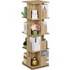 Relaxdays Libreria Girevole, 4 Ripiani Effetto Legno, Scaffale Porta Libri e CD, 125,5x39x39 cm, Torre Rotante, Naturale, Fibra, Acciaio
