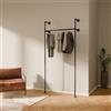 pamo Appendiabiti da Parete 105 cm - 140 kg | barra Appendiabiti industriale a muro nero | armadio aperto in metallo | 222 cm × 32 cm | nero | acciaio verniciato a polvere MatteGuard