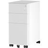 YITAHOME Cassettiera Ufficio con 3 Cassetti, Metallo Schedario da Ufficio con Ruote per Formato A4 / Lettera, Mobili Ufficio Cassettiera Sotto Scrivania con Chiave, Bianco, 45 x 30 x 61cm