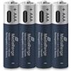 MediaRange Batterie ricaricabili USB-C agli ioni di litio, Micro AAA I, 1,5 V, 500 mAh, confezione da 4