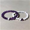 Bundela Gems A++ Howlite & Ametista Liscio Rotondo Gemma Perline Coppie Bracciali Combo 6-8''