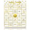 Unique Party Kit da bingo per baby shower in lamina d'oro (16 cm x 25 cm) - Set di giochi per feste di lusso timbrato - perfetto per eventi memorabili baby shower - 8 pezzi