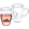 Relaxdays Set da 2 Tazze da tè con Infusore in Vetro, Bicchiere con Coperchio per Infusi e Tisane, 450 ml, Trasparente